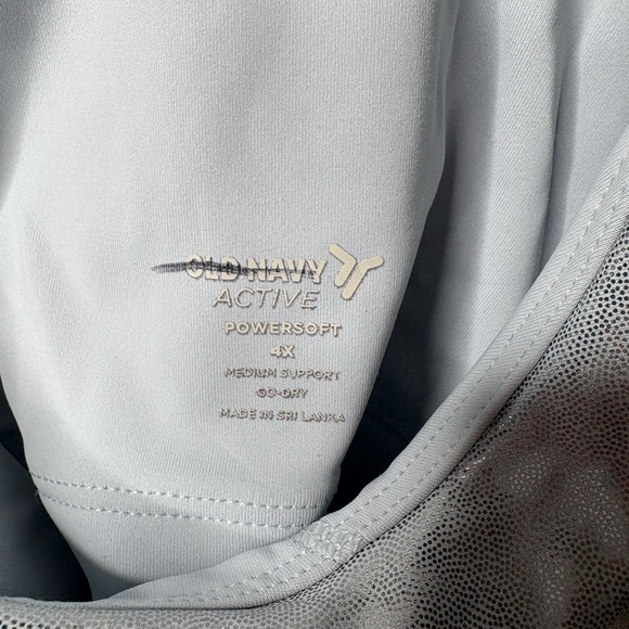 Old Navy Med-Support PowerSoft Racerback Sports Bra Blue Iced Mosaic Sz 4X - Picture 2 of 9